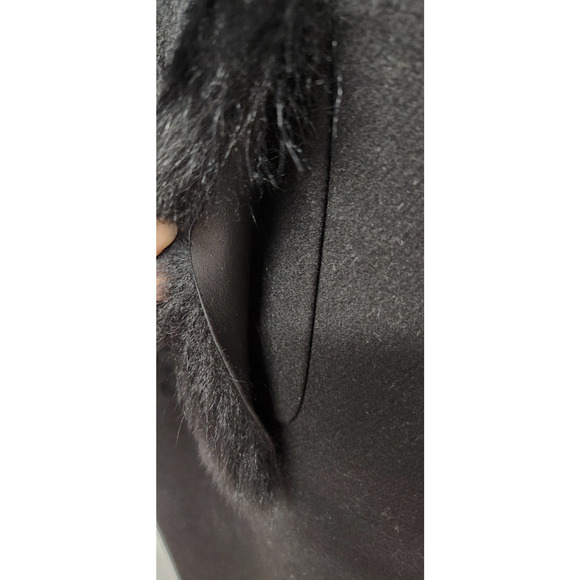 Kobi Halperin Women's Channing Genuine Shearling Trim Black Wool Blend Coat, Sm - Picture 5 of 15